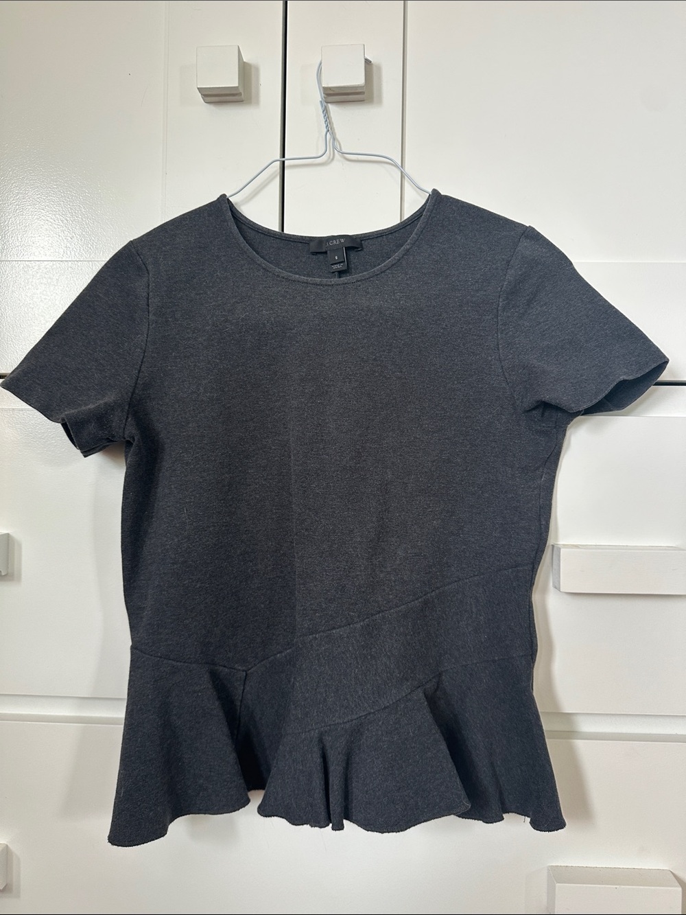 J. Crew Dark Gray Short-Sleeve Peplum Top